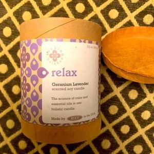 Relax Geranium Lavender soy candle 6.5 oz